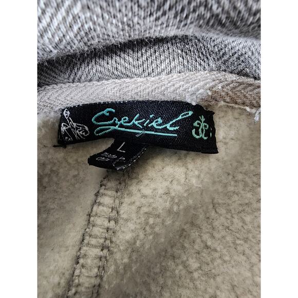 EZEKIEL Gray Military Style  Skater Casual Faux Fur Lined Hoodie Jacket SZ L - Picture 5 of 10